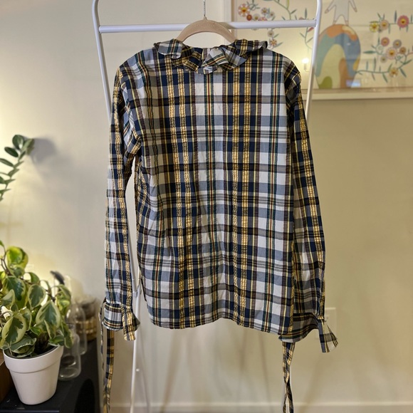 J.W. Anderson Seersucker Ruffle Plaid Blouse - Picture 3 of 6